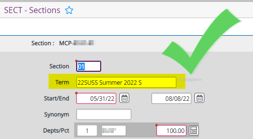 SECT with sub-reporting term